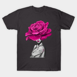 Girl with beautiful flowers instead of a head. T-Shirt